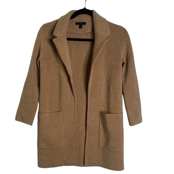 J. Crew Jackets & Blazers - J crew brown tan Marino wool sweater blazer size xxxsmall